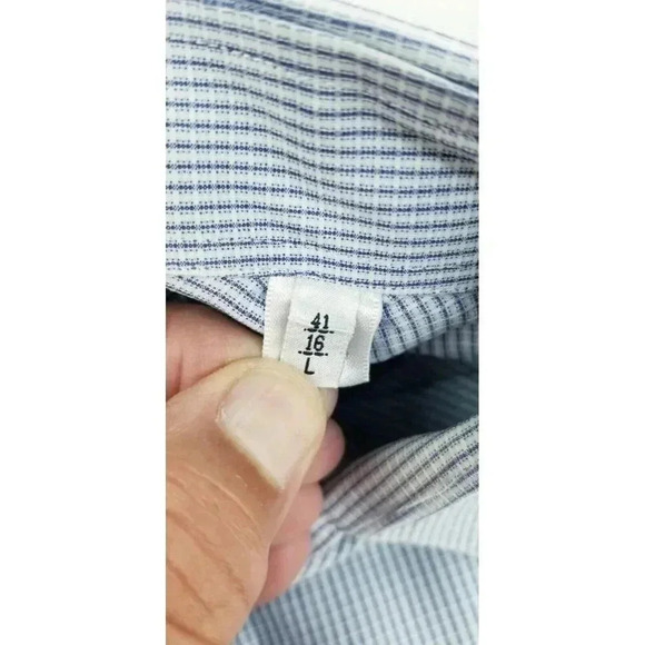 Armani Collezioni 16/41/L Men's Miniature Blue White Stripe Pattern Long Sleeve - Picture 4 of 11